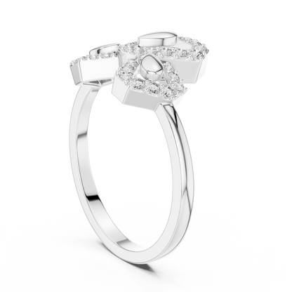 Round Cut Trio Lab Diamond Statement Ring Triple Cluster - View 7