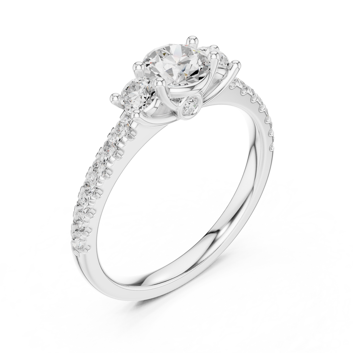 pave setting round cut lab diamond engagement ring - view 4