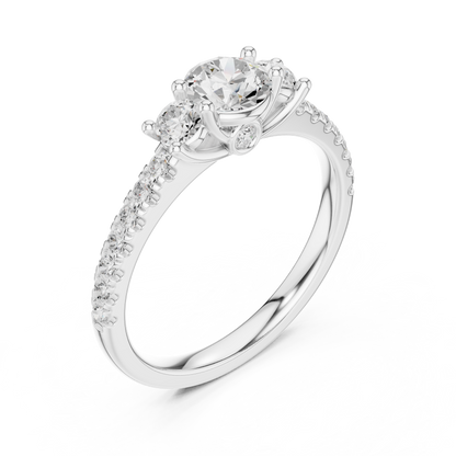 Pave Setting Round Cut Lab Diamond Engagement Ring - View 4