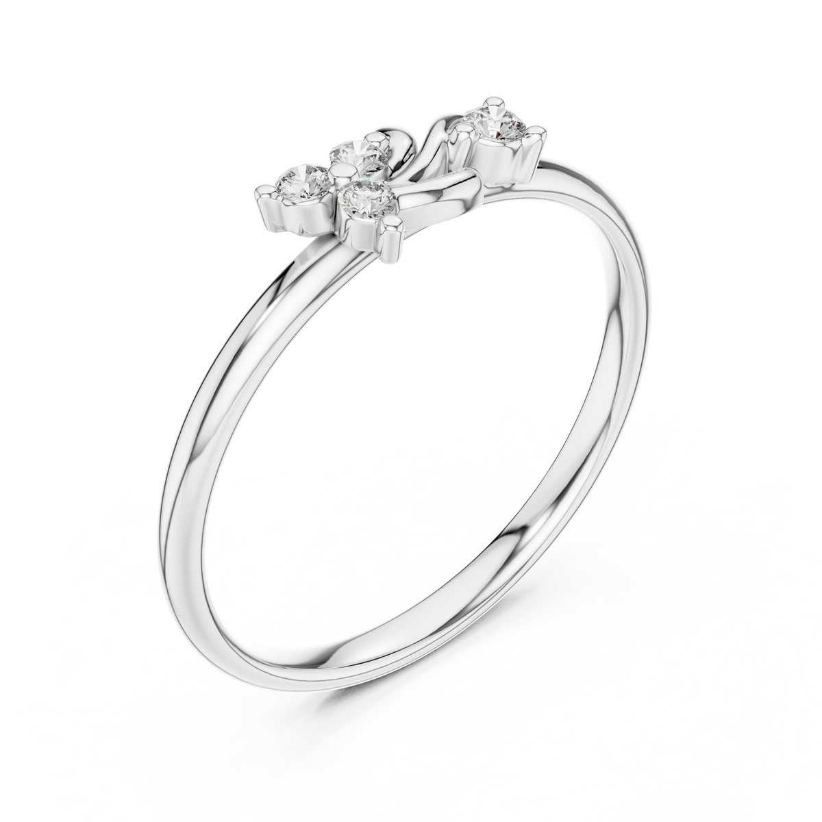 Round Lab Diamond Open Twist Cluster Ring - View 4