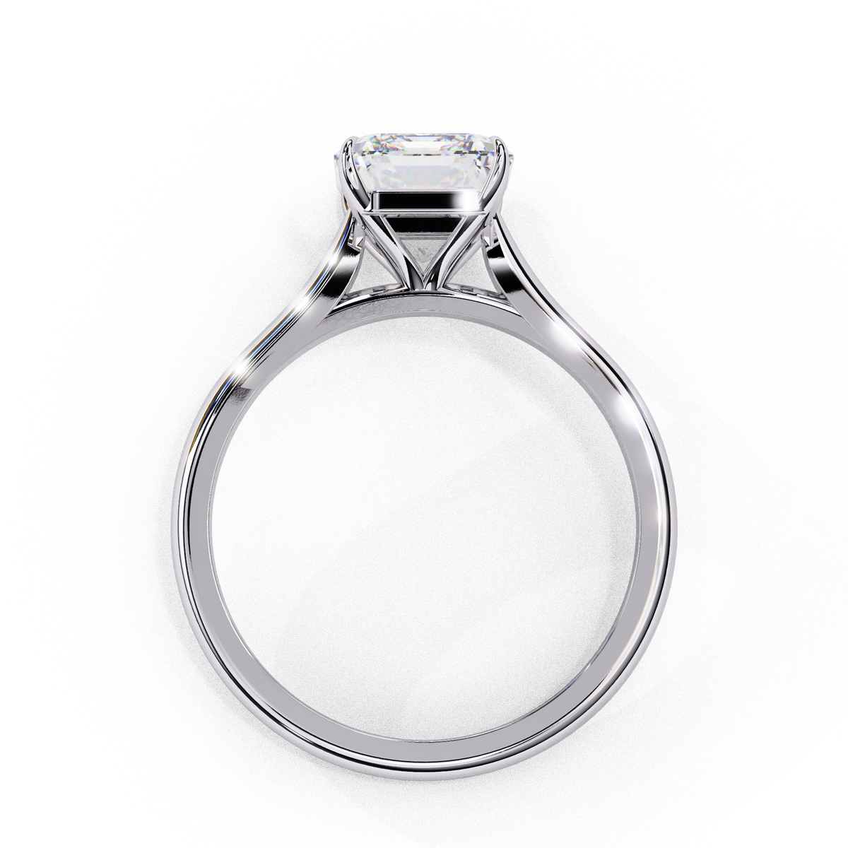 classic emerald cut lab diamond solitaire ring with four prong - view 7