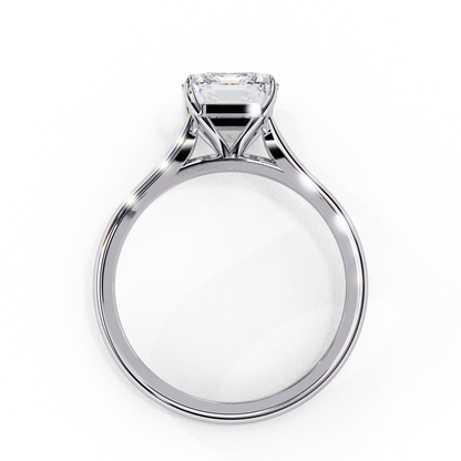 Classic Emerald Cut Lab Diamond Solitaire Ring With Four Prong - View 7