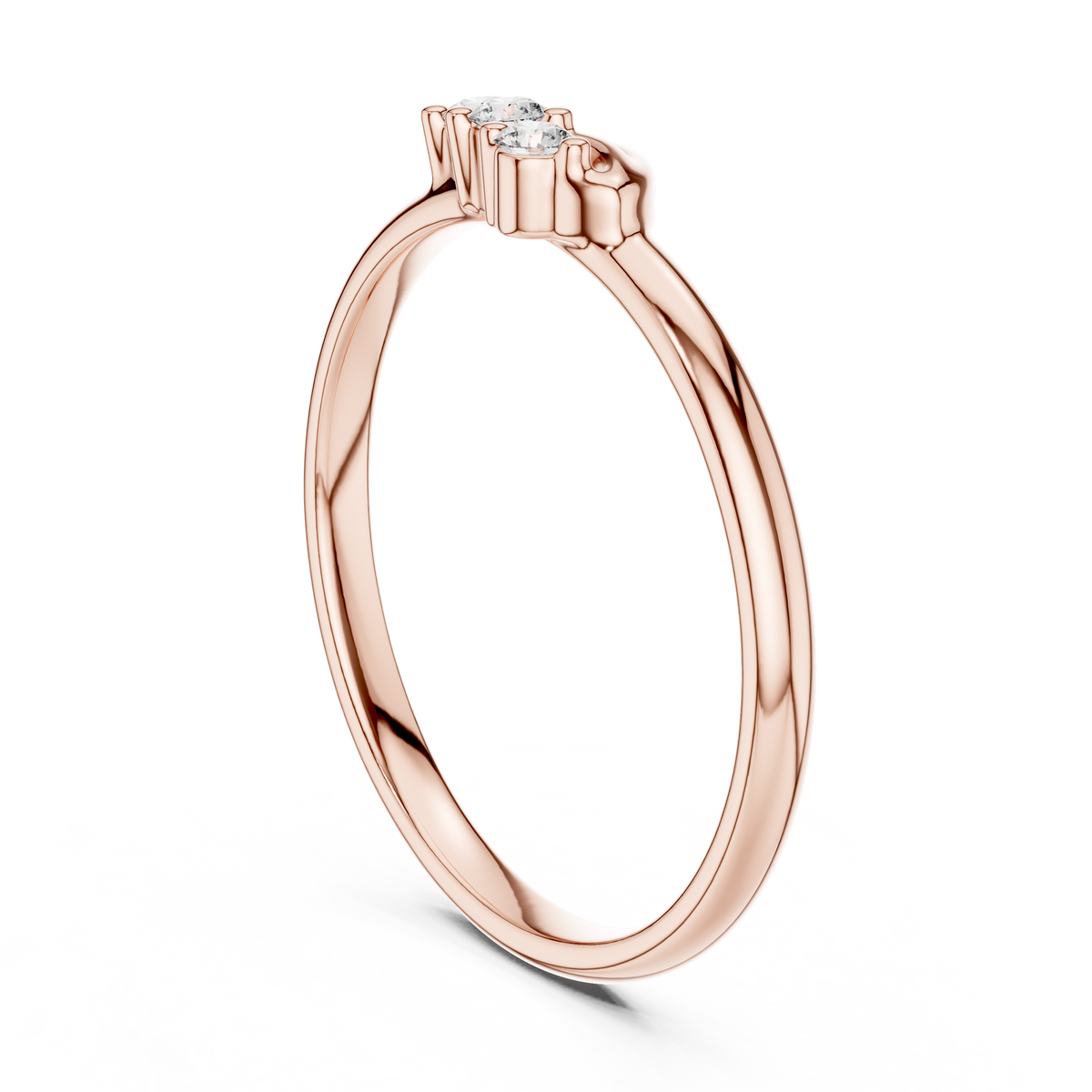 round cut lab diamond three stone wave ring - view 11