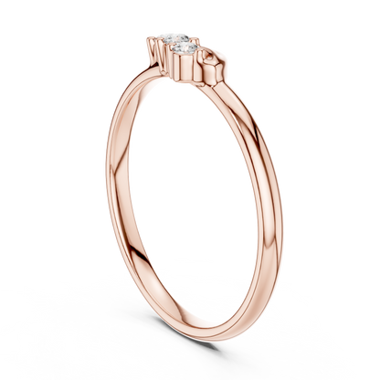 Round Cut Lab Diamond Three Stone Wave Ring - View 11