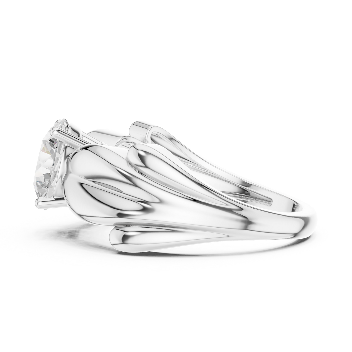 round solitaire sculpted split shank lab diamond ring - view 10