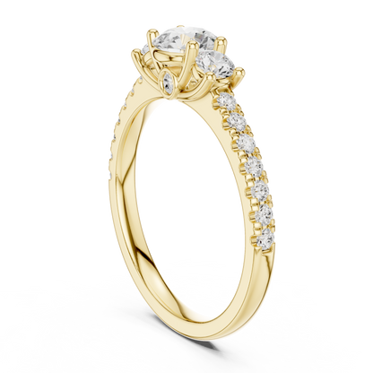 Pave Setting Round Cut Lab Diamond Engagement Ring - View 5