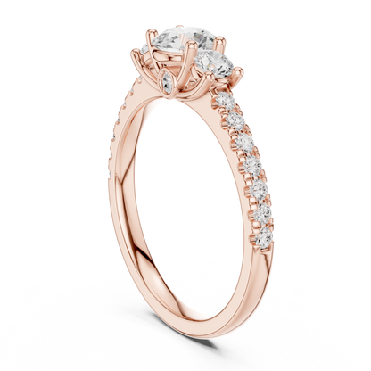 Pave Setting Round Cut Lab Diamond Engagement Ring - View 6