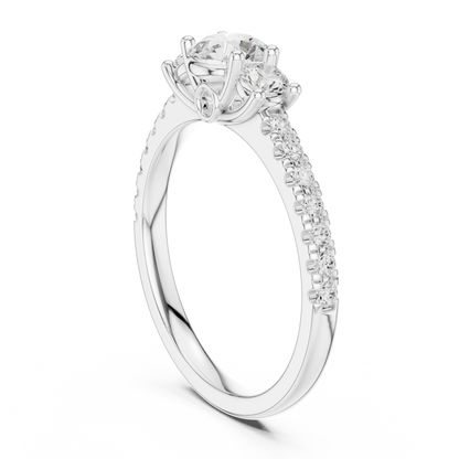 Pave Setting Round Cut Lab Diamond Engagement Ring - View 7