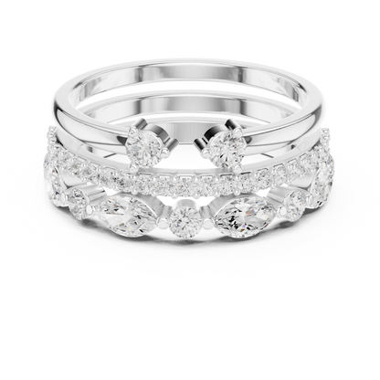 Stackable Marquise and Round Moissanite Diamond Ring Set - View 3