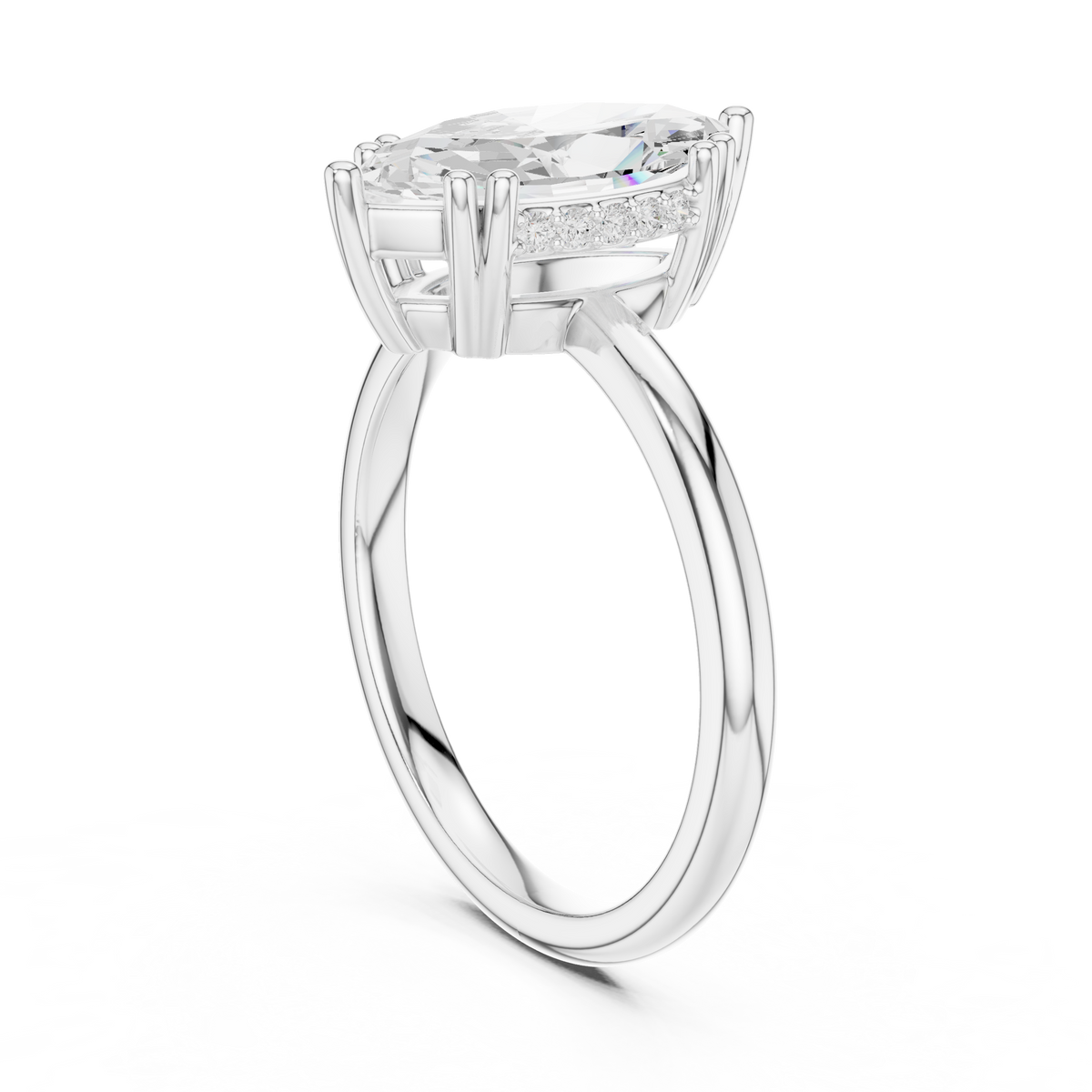 Solitaire Marquise Cut Lab Diamond Ring - View 7