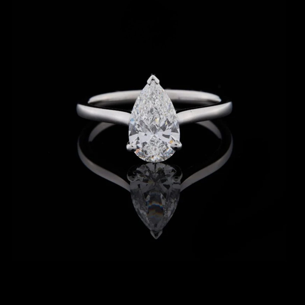 solitaire pear cut lab diamond engagement ring