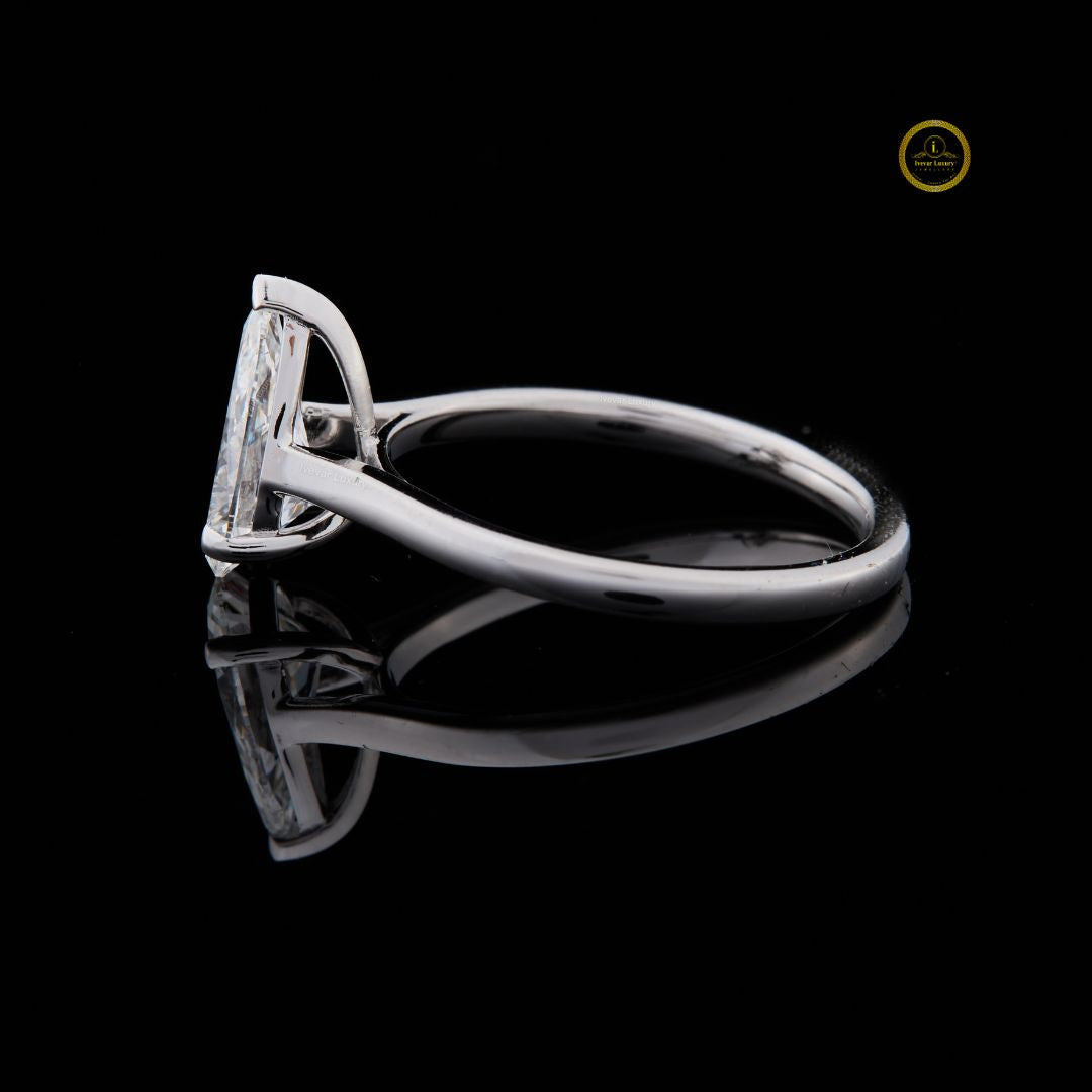 Solitaire Pear Cut Lab Diamond Engagement Ring - View 3