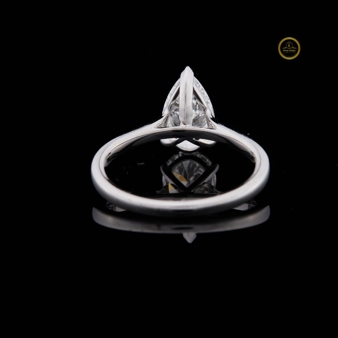 Solitaire Pear Cut Lab Diamond Engagement Ring - View 4