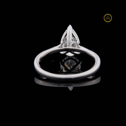 Solitaire Pear Cut Lab Diamond Engagement Ring - View 4