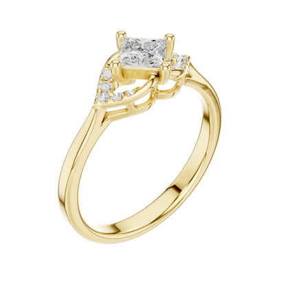 Princess Cut Moissanite Diamond Infinity Twist Solitaire Engagement Ring - View 4