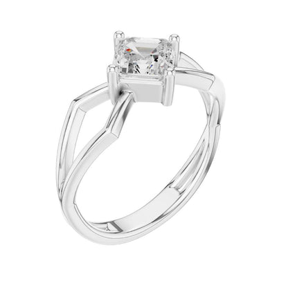 Asscher Cut Lab Diamond Solitaire Ring Open Split Shank - View 6