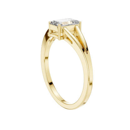 Emerald Cut Moissanite Diamond Split Shank Solitaire Ring - View 10