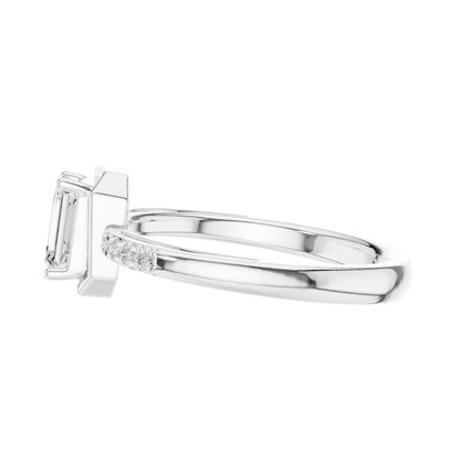 Emerald Cut Lab Diamond Ring with Classic Bezel Setting - View 9