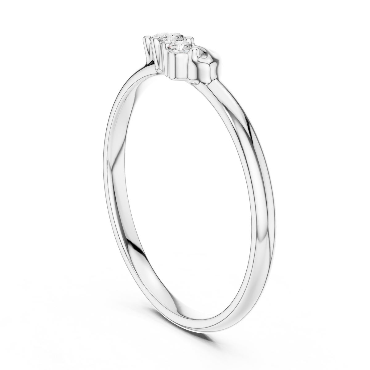 Round Cut Lab Diamond Three Stone Wave Ring - View 12
