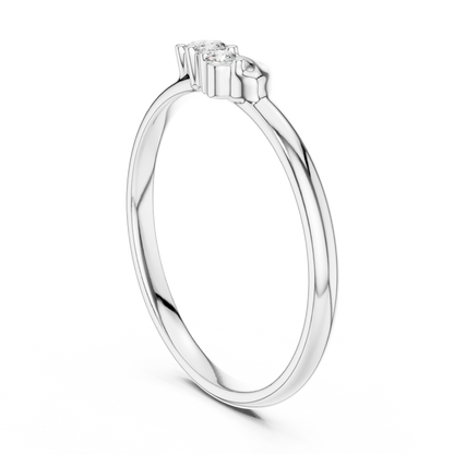 Round Cut Lab Diamond Three Stone Wave Ring - View 12