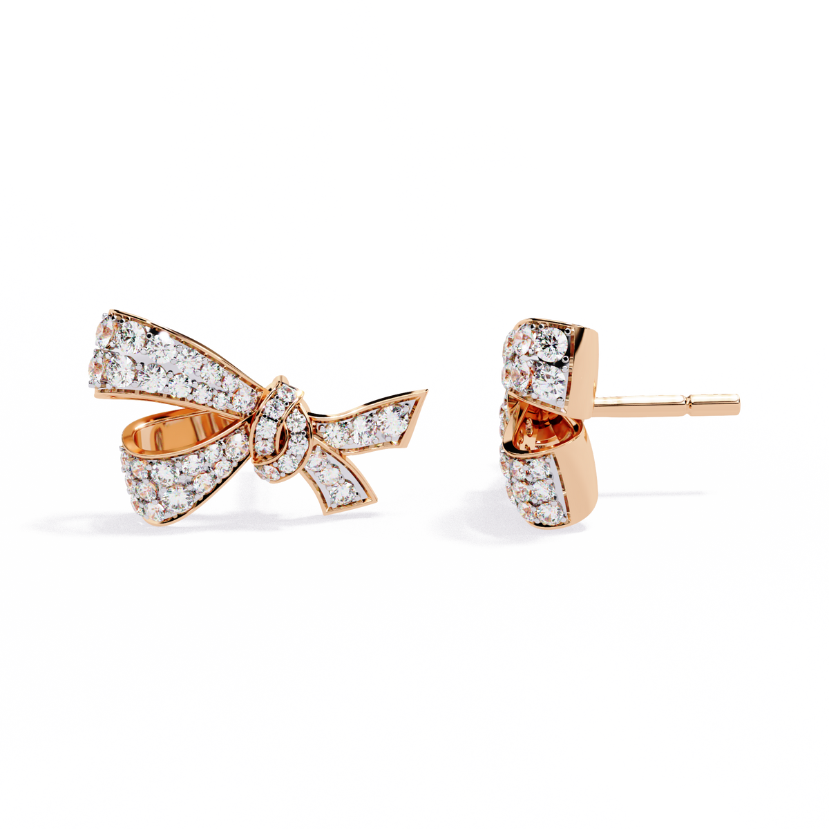 Exquisite Round Moissanite Radiant Ribbon Diamond Bow Stud with Sparkling Glamour Earring - View 5