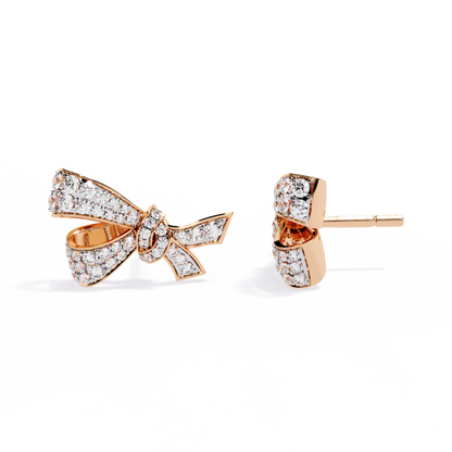 Exquisite Round Moissanite Radiant Ribbon Diamond Bow Stud with Sparkling Glamour Earring - View 5