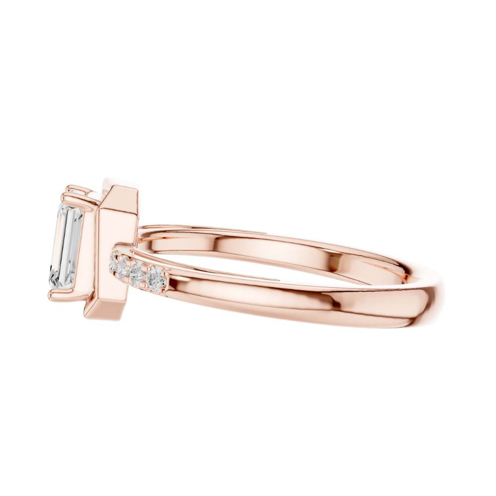 Emerald Cut Lab Diamond Ring with Classic Bezel Setting - View 8