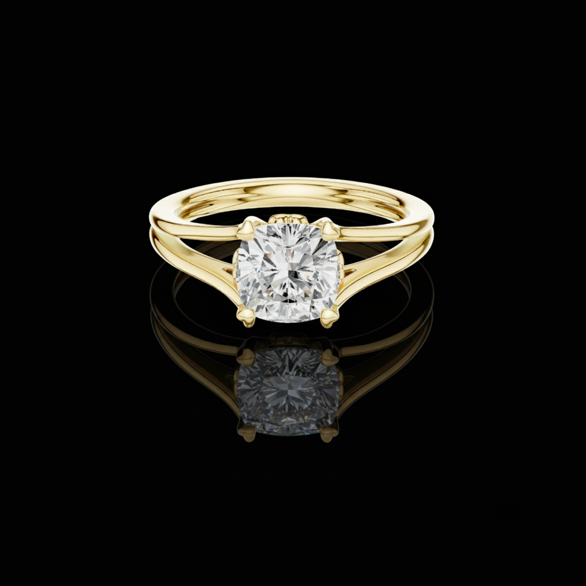 split shank cushion cut lab diamond solitaire rings