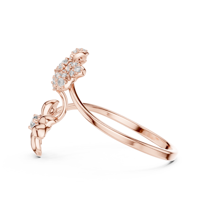 Round Lab Diamond Floral Open Wrap Ring - View 9