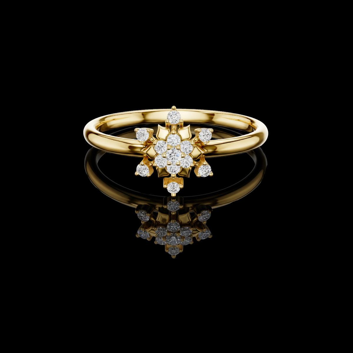 round lab diamond floral cluster ring