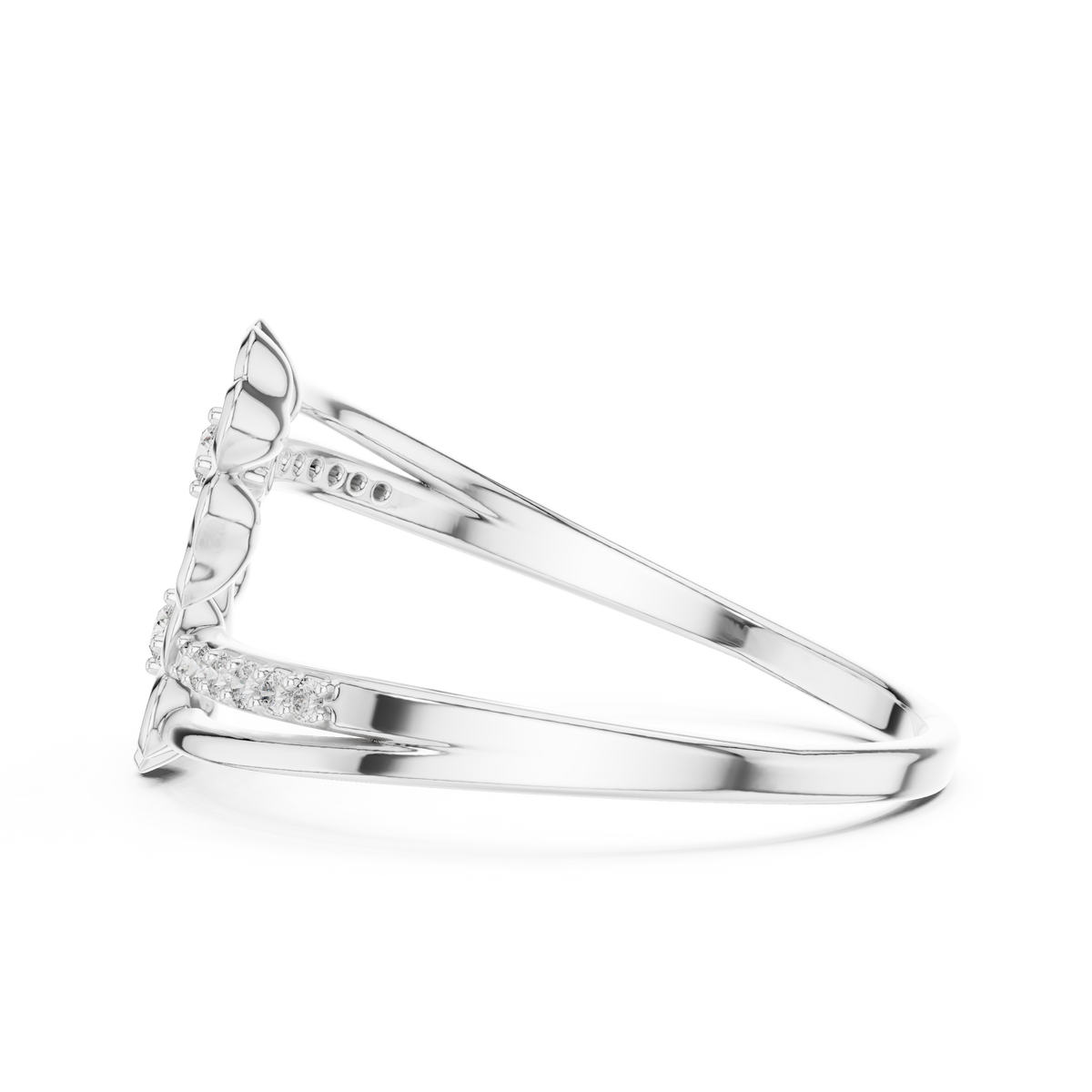 Dual Flower Bypass Split Pave Shank Lab Ring - View 10