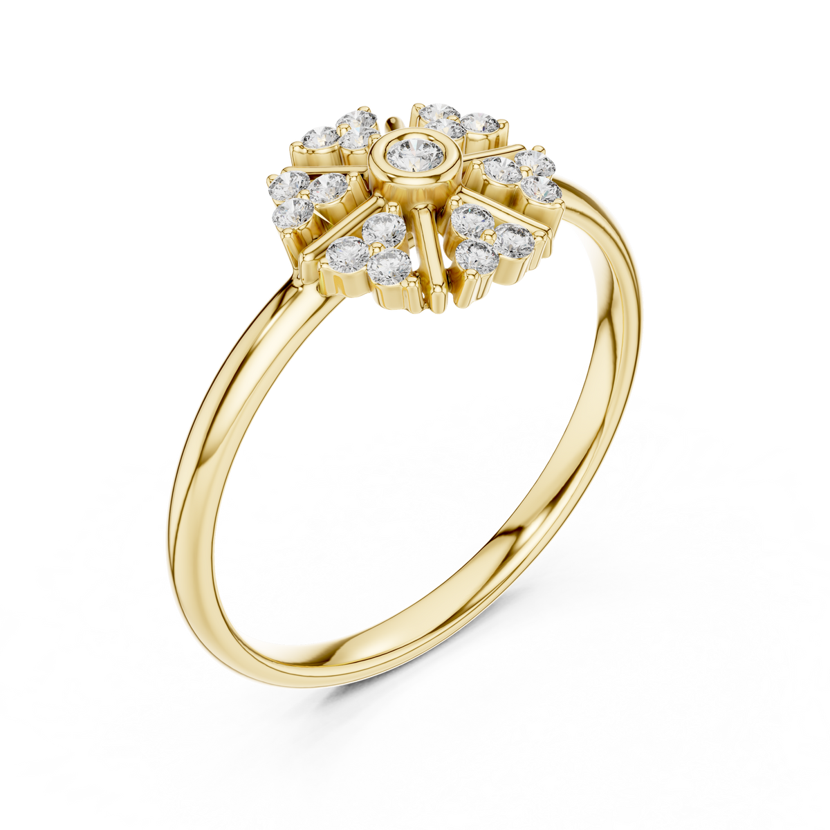 Lab Round Diamond Nature Inspired Statement Ring - View 2