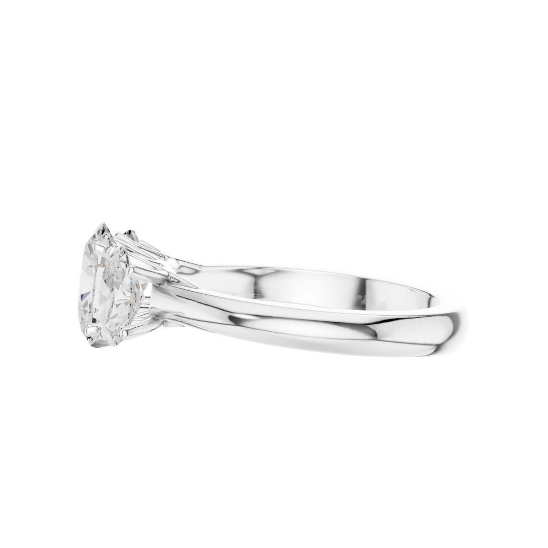 Exclusive Three Stone Oval Lab Diamond Ring - View 9