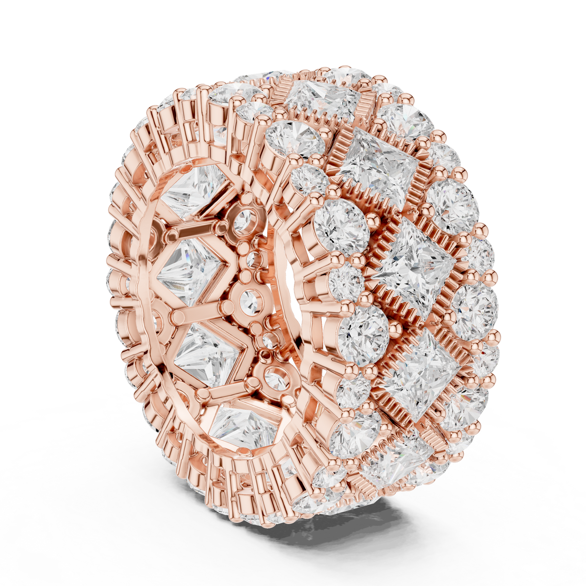 round lab diamond wide band statement ring - view 11