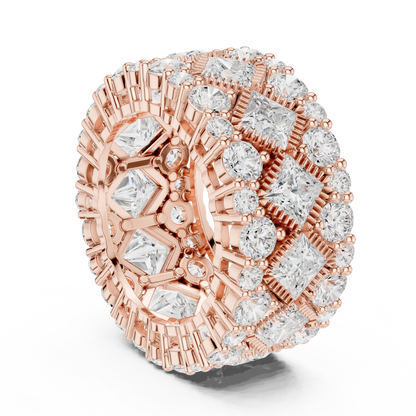 Round Lab Diamond Wide Band Statement Ring - View 11