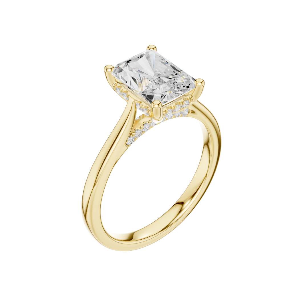 Radiant Cut Lab Diamond Split Shank Solitaire Engagement Ring - View 4