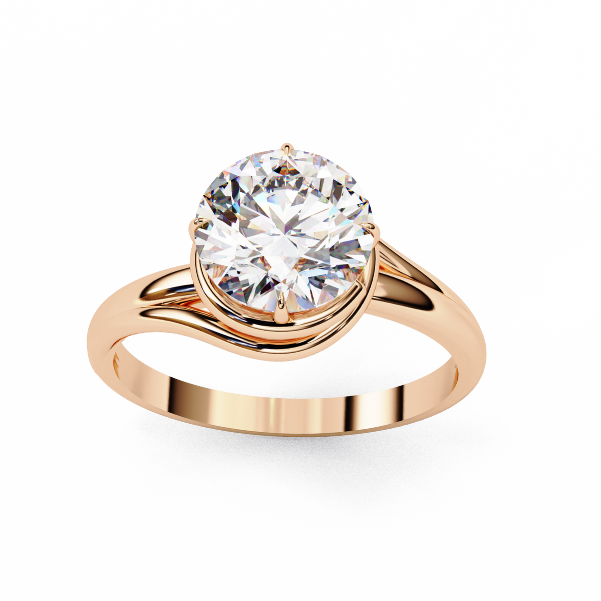 Unique Round Cut Lab Diamond Solitaire Promise Ring - View 3