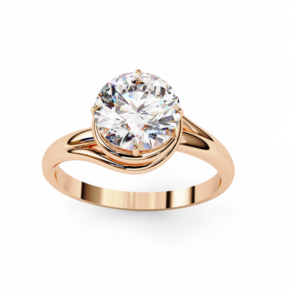 Unique Round Cut Lab Diamond Solitaire Promise Ring - View 3