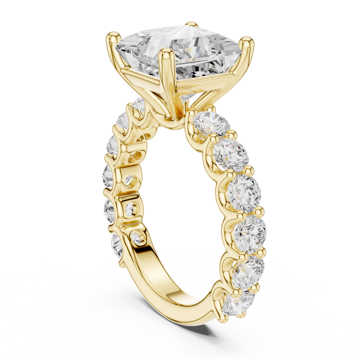 Pave Setting Princess Cut Lab Diamond Wedding Ring - View 5