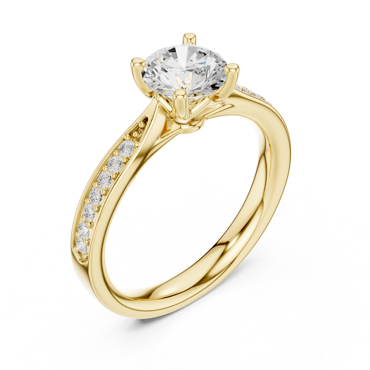 round lab diamond pave solitaire engagement ring - view 4