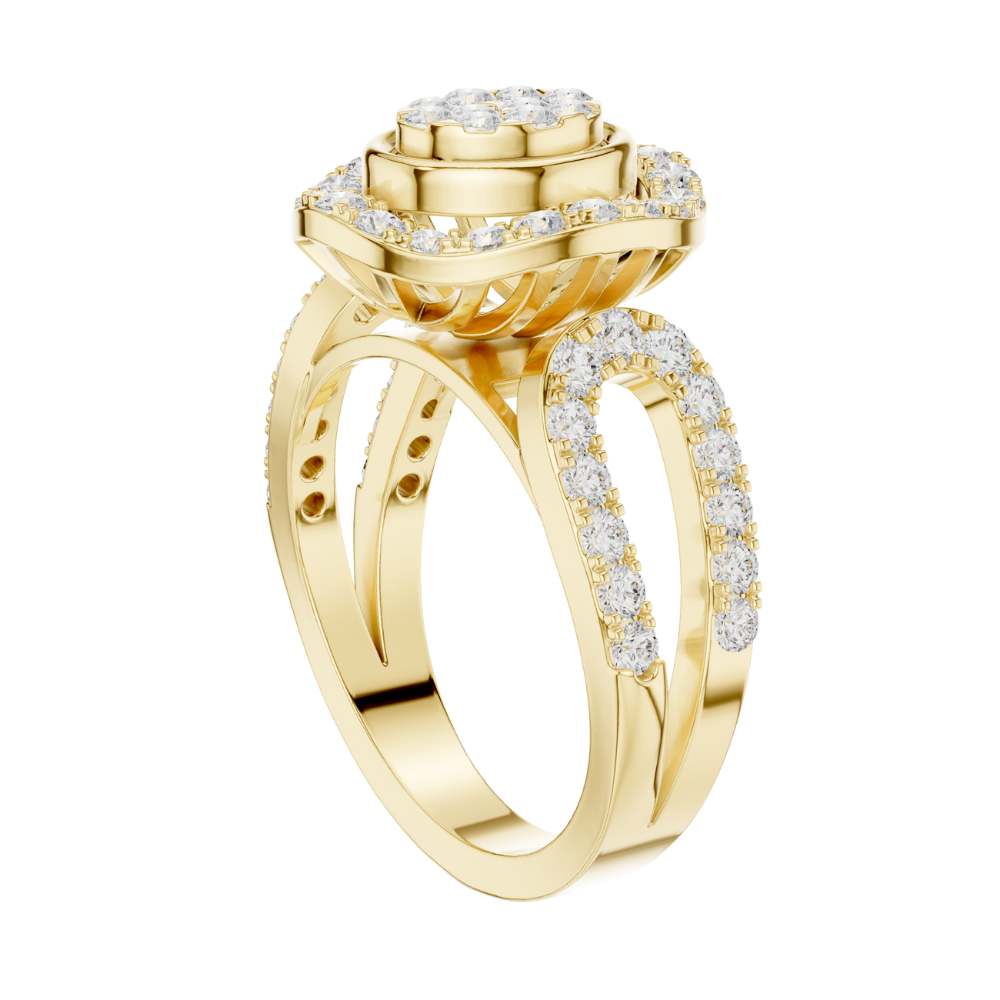 cluster round cut lab diamond split shank engagement ring - view 10