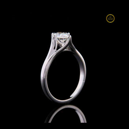 Split Shank Oval Cut Lab Diamond Cathedral Solitaire Ring - View 2