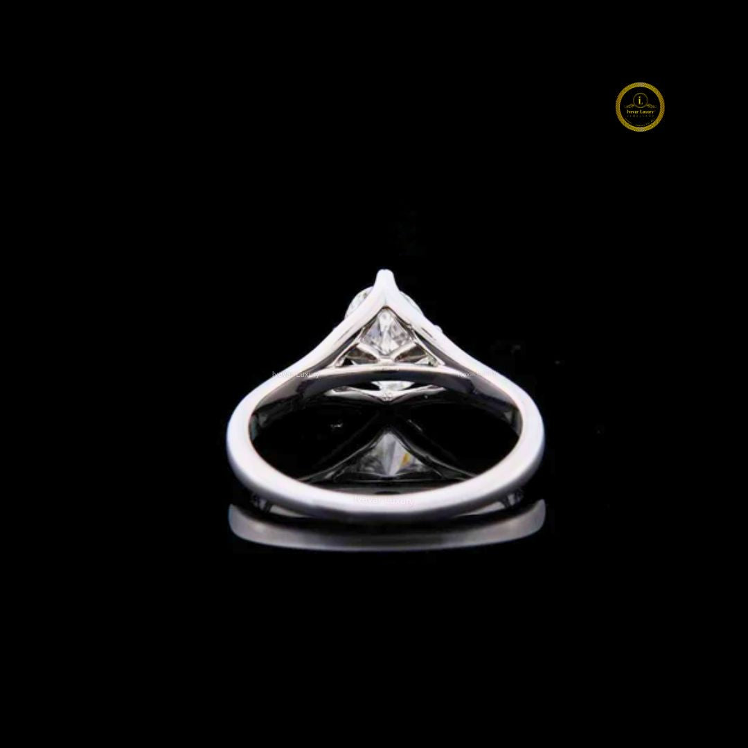 split shank oval cut lab diamond cathedral solitaire ring - view 4