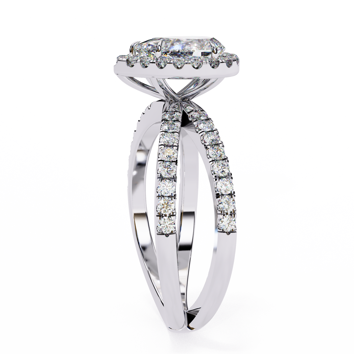 split shank pear halo lab diamond ring - view 7