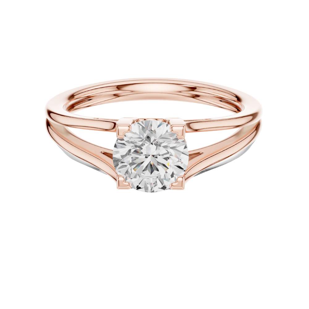 Round Cut Lab Diamond Split Shank Solitaire Engagement Ring - View 2
