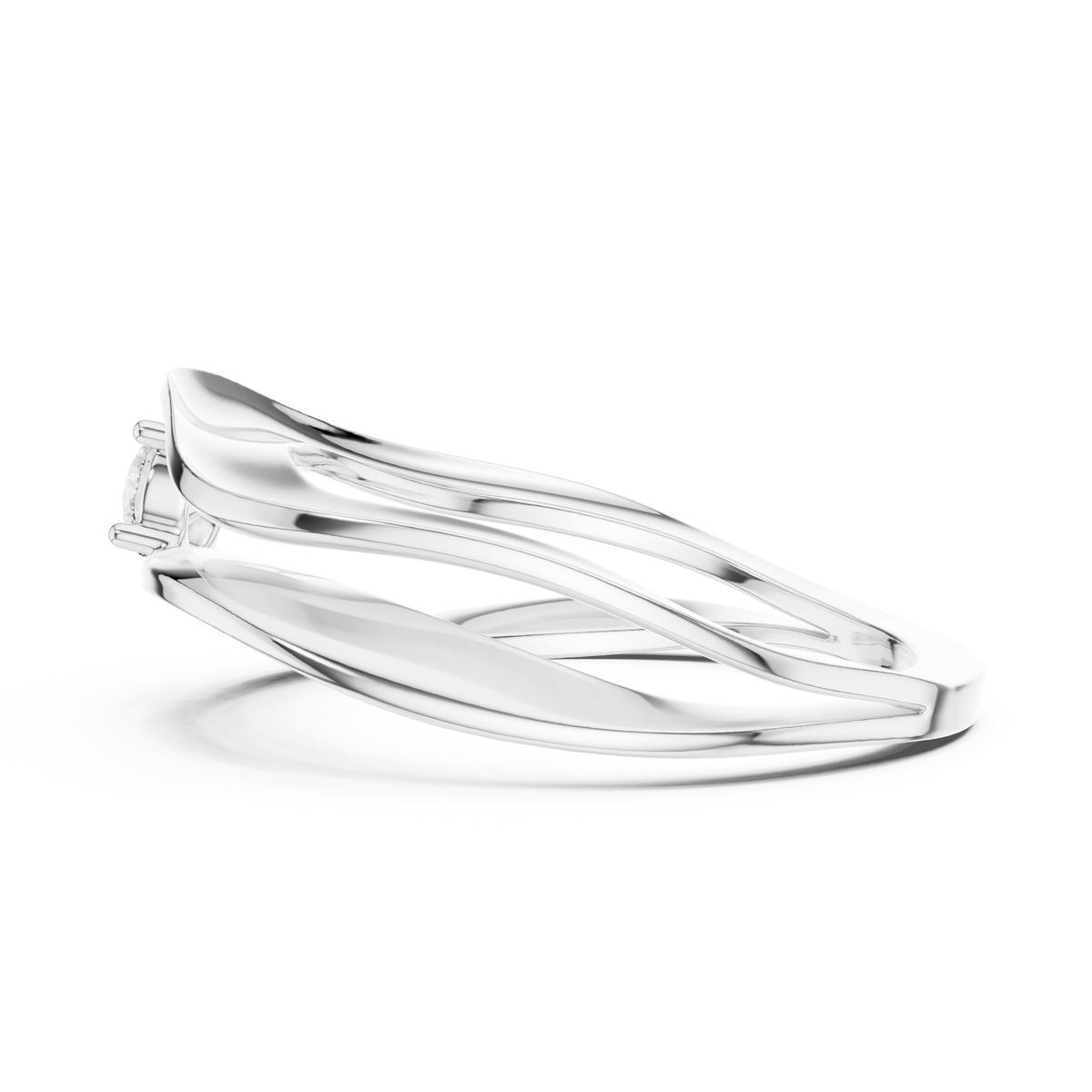 round solitaire twisted sculpted split band lab grown ring - view 7