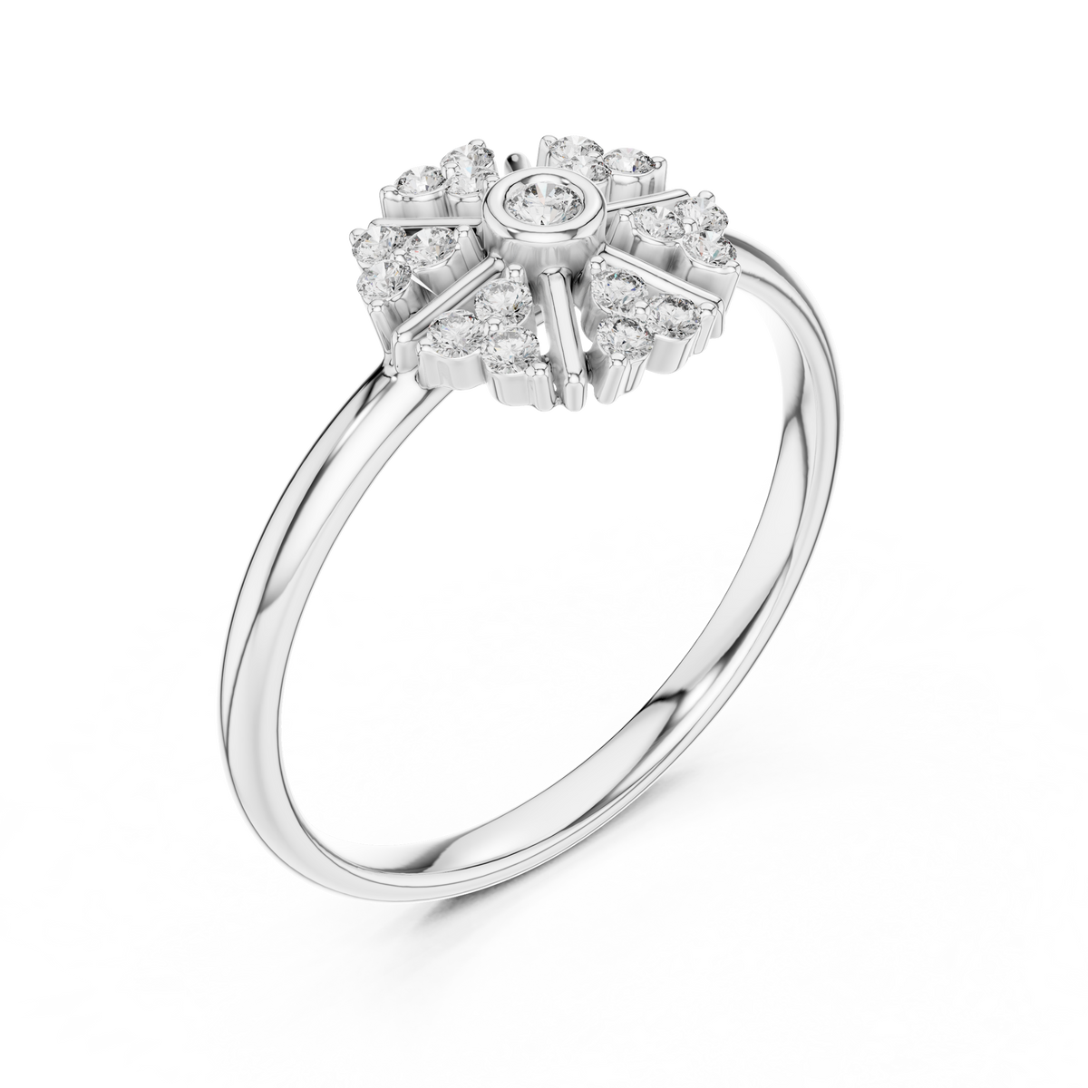 Lab Round Diamond Nature Inspired Statement Ring - View 4