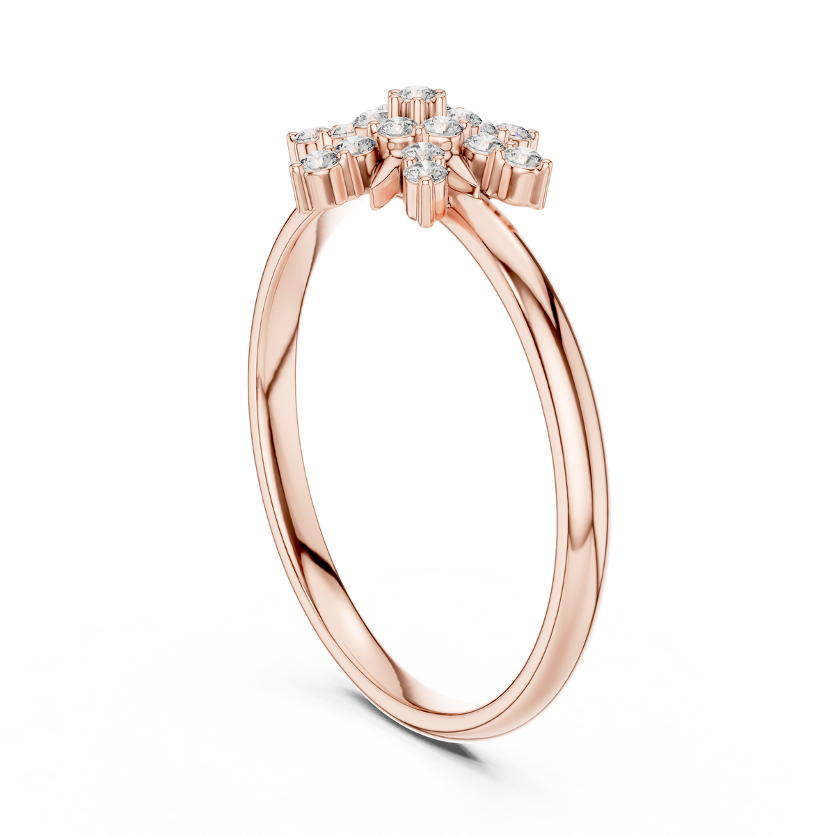 Round Moissanite Diamond Cluster Delicate Ring - View 6