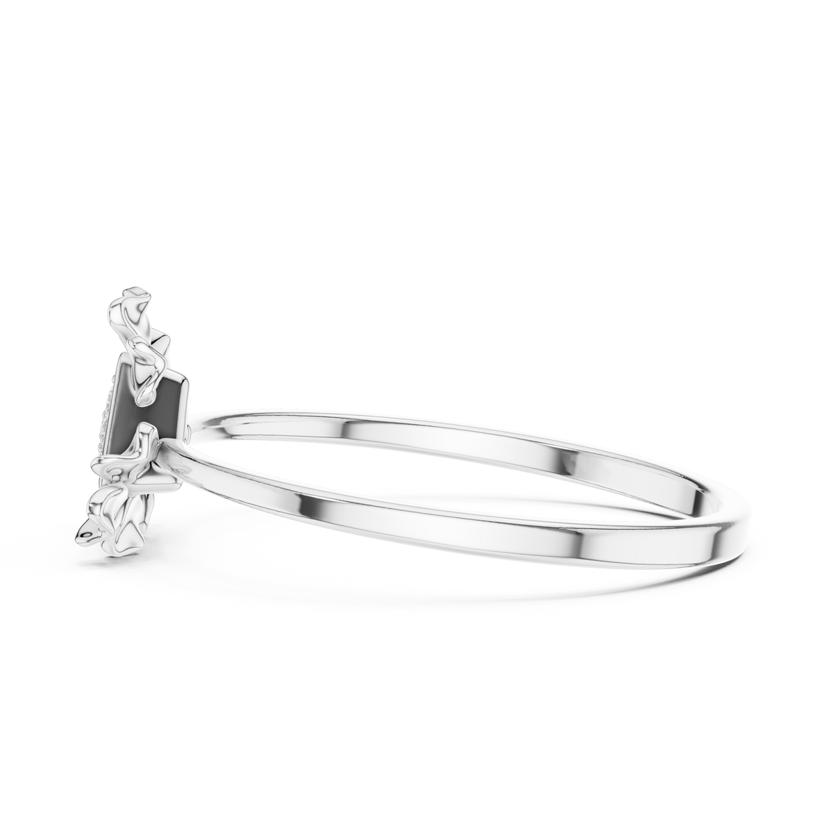 Trillion Shape Round Cut Lab Diamond Floral Statement Ring - View 10