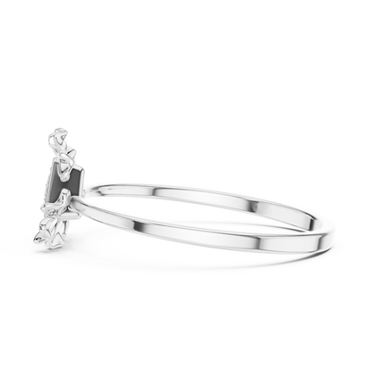 Trillion Shape Round Cut Lab Diamond Floral Statement Ring - View 10